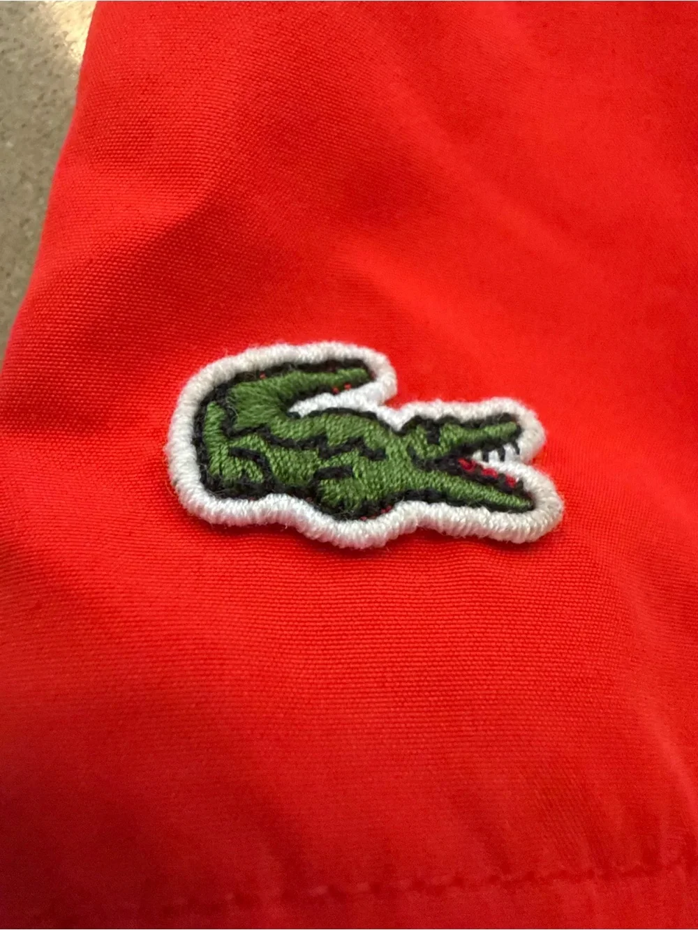Boy’s Lacoste Bright Red Drawstring Swim Trunks